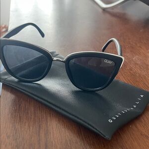 Quay Australia Black Cat-Eye Sunglasses with Silver Accents